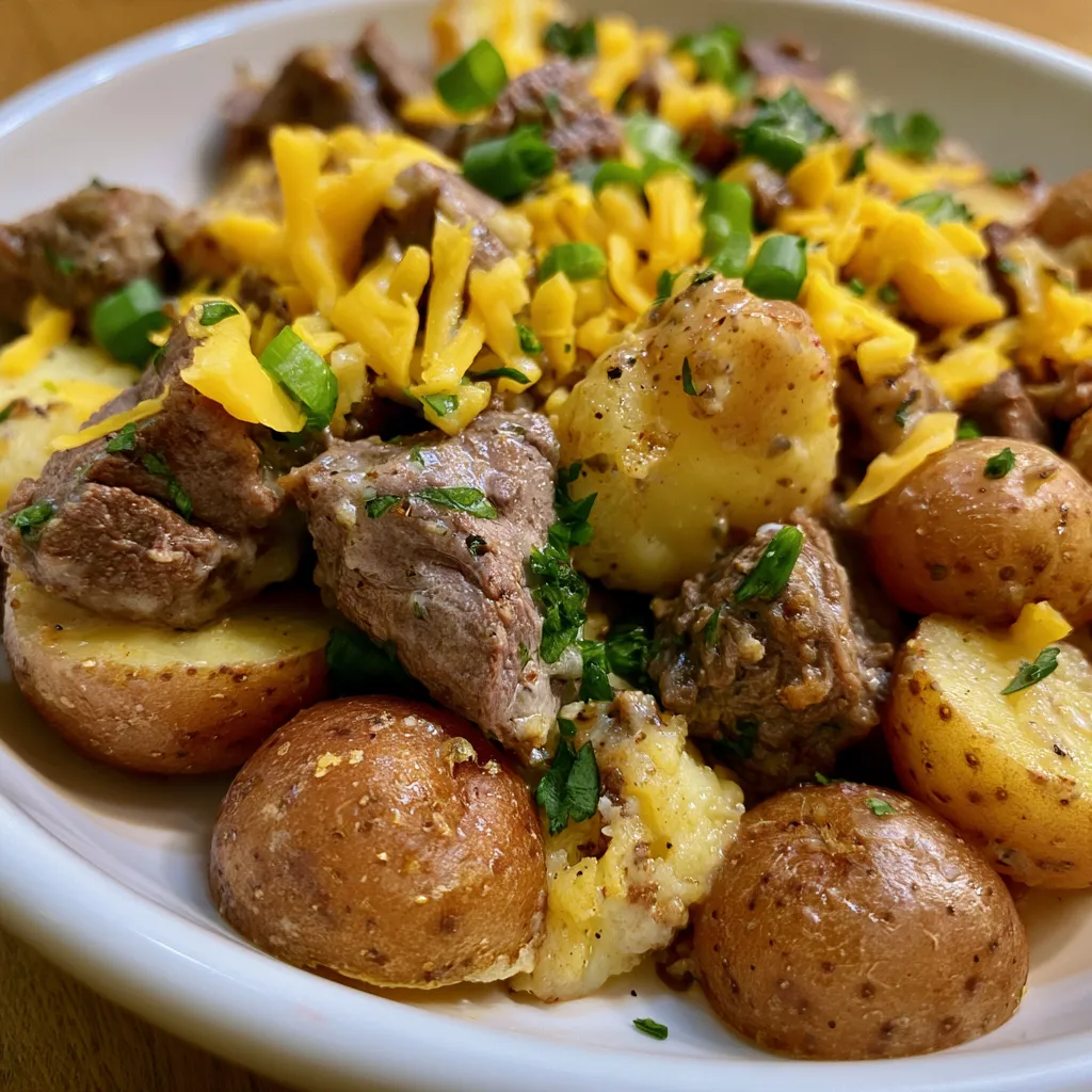 Slow Cooker Cheesy Ranch Beef & Potatoes