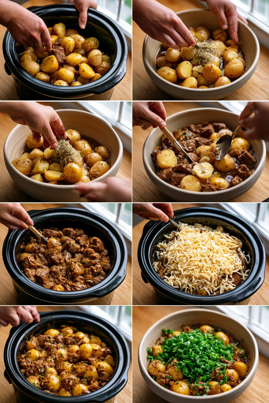 Slow Cooker Cheesy Ranch Beef & Potatoes