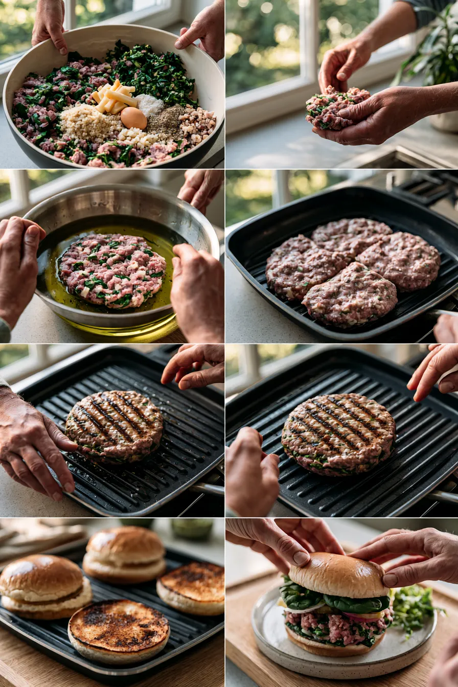 Smoked Beef & Spinach Burgers