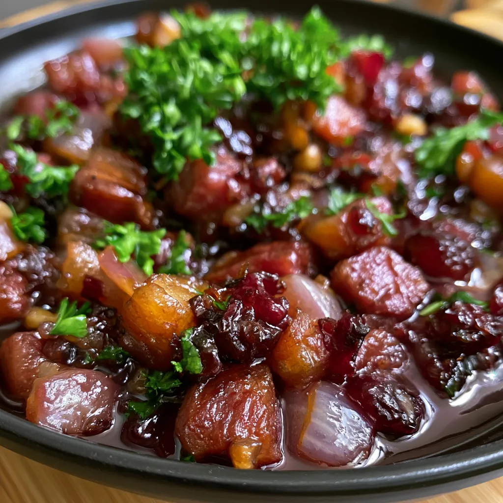 Smoked Beef and Grape Juice Skillet