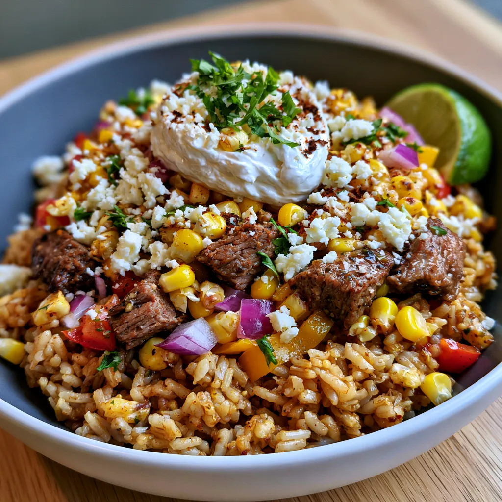 Street Corn Beef Rice Bowl