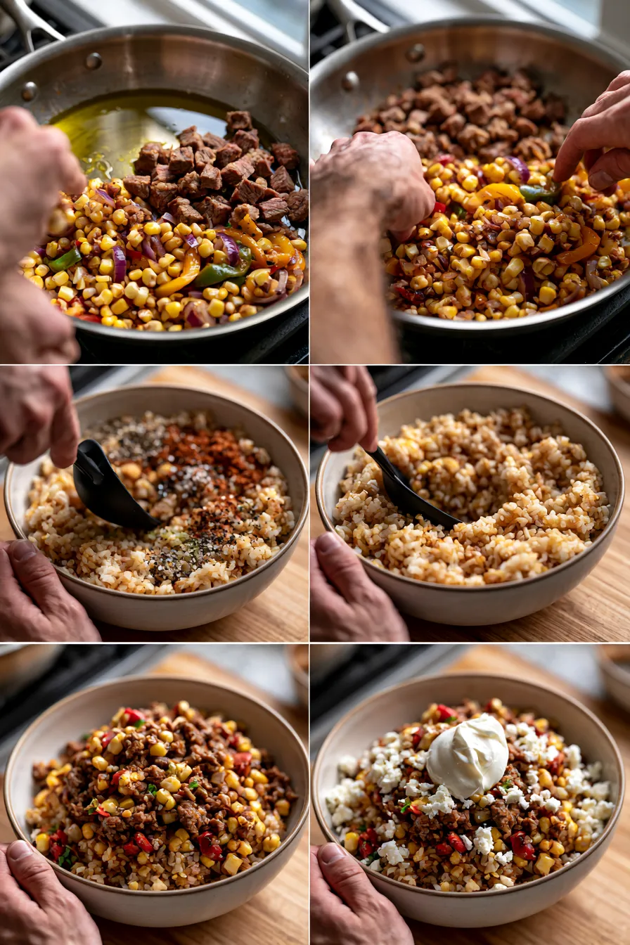 Street Corn Beef Rice Bowl