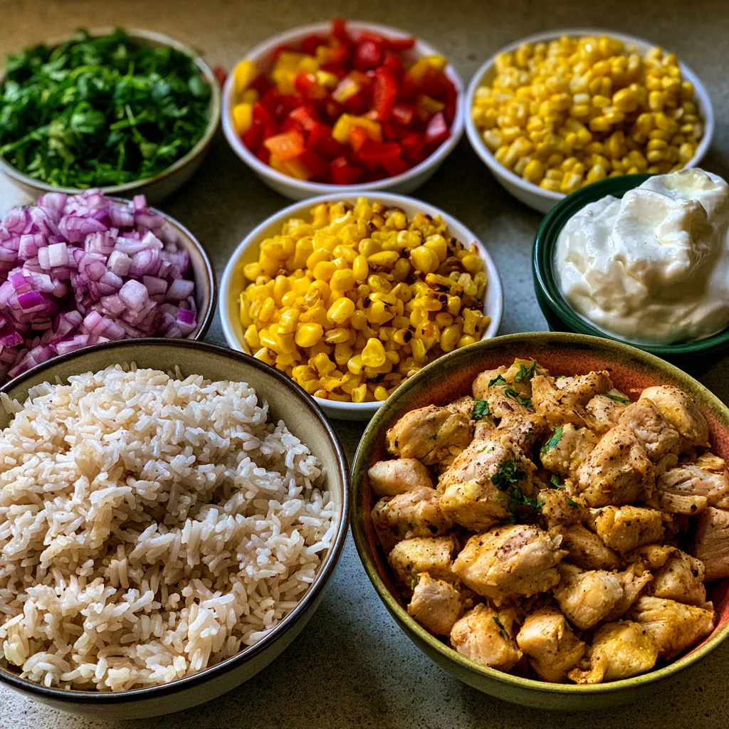 Street Corn Chicken Rice Bowl
