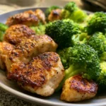 air fryer chicken bites and broccoli