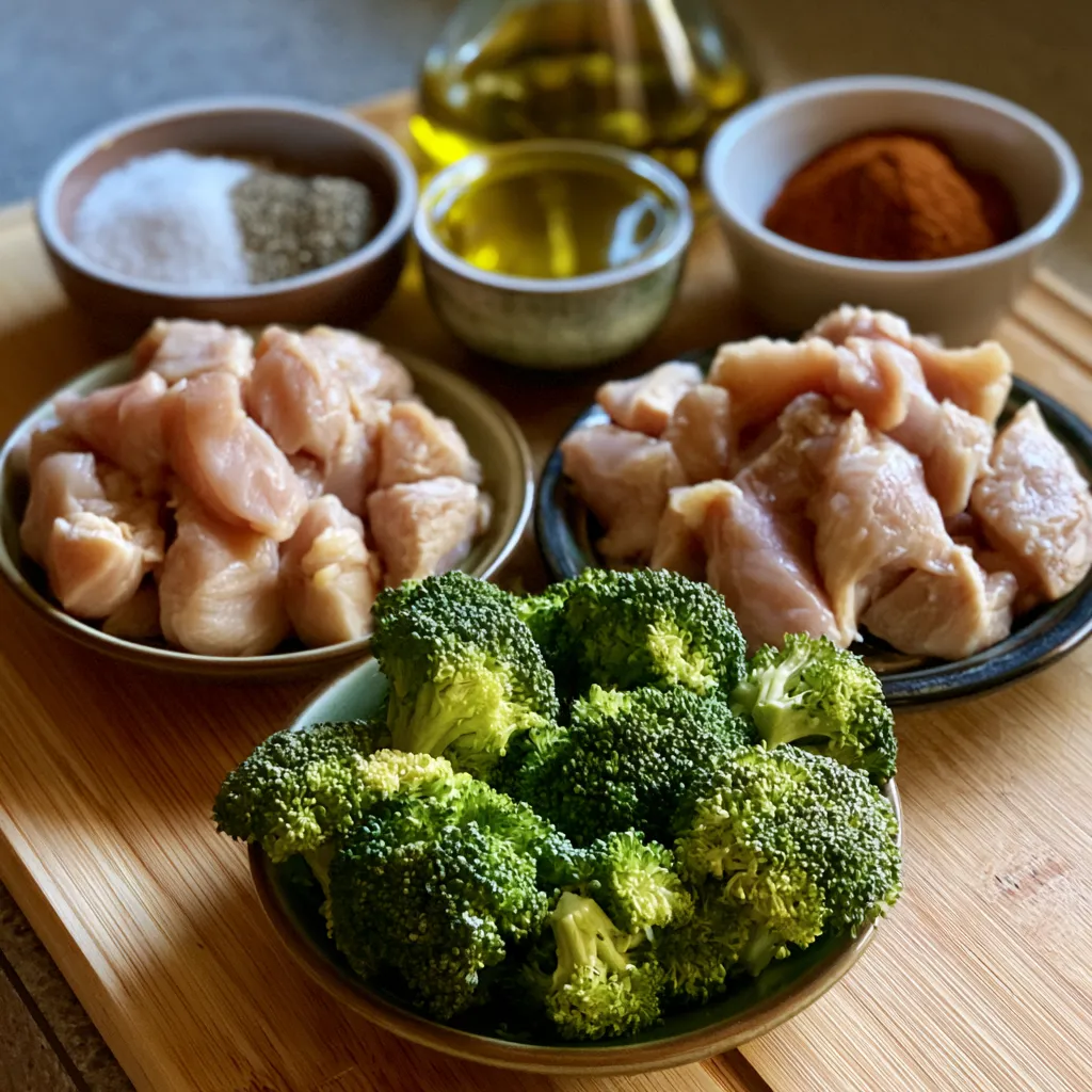 air fryer chicken bites and broccoli