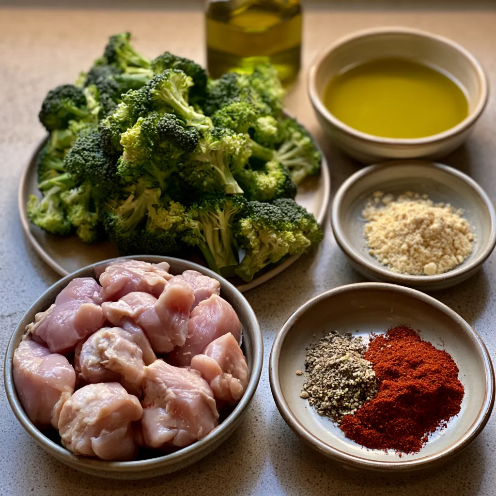 air fryer chicken bites and broccoli
