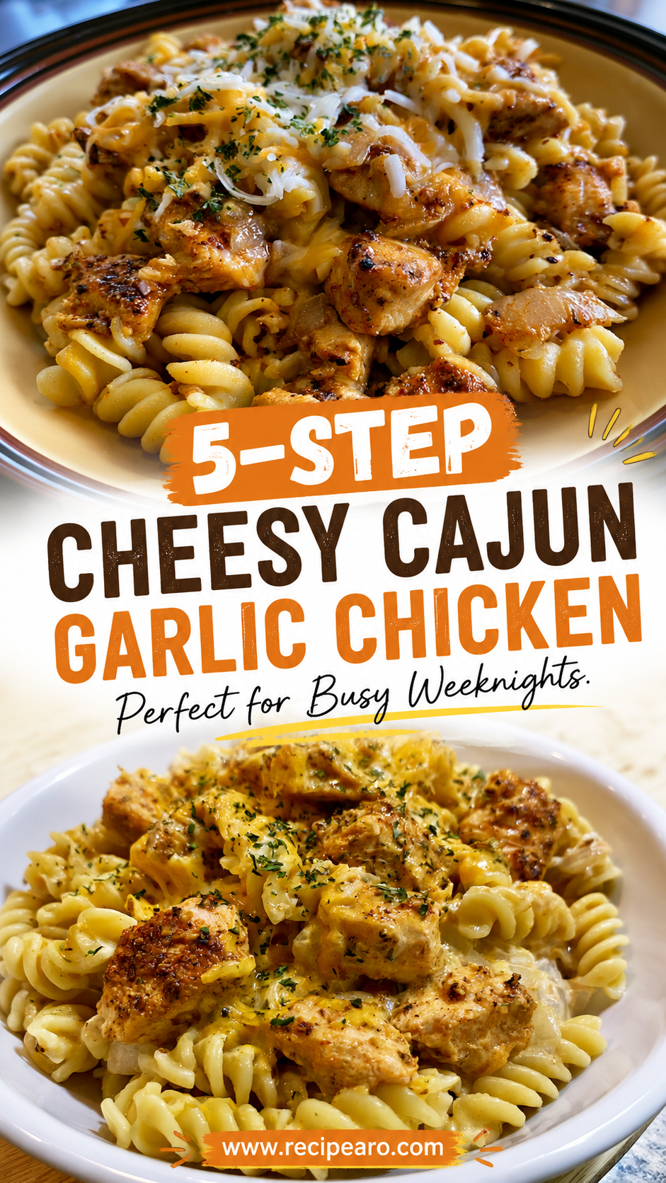 cheesy cajun garlic chicken rotini skillet