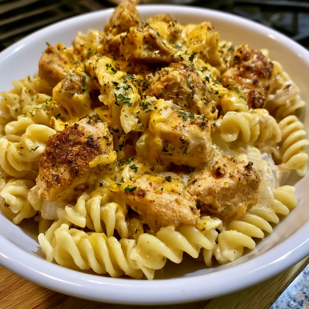 cheesy cajun garlic chicken rotini skillet