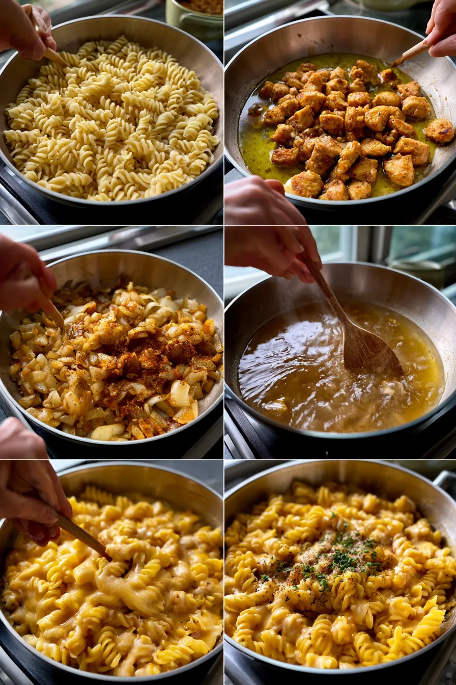 cheesy cajun garlic chicken rotini skillet
