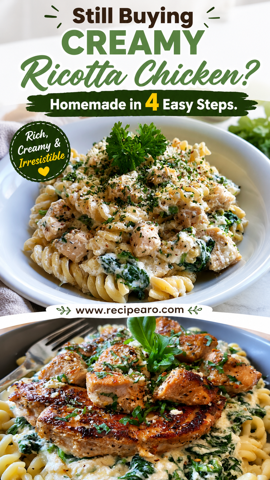 creamy ricotta chicken pasta