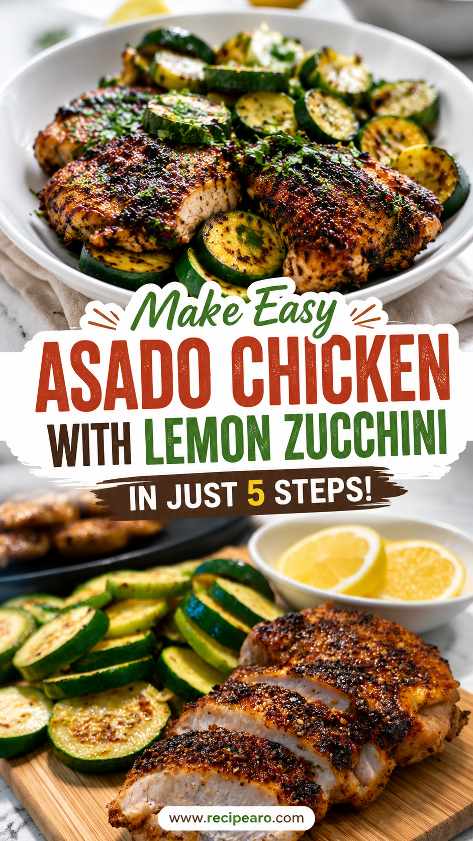 easy asado chicken with lemon zucchini sauté