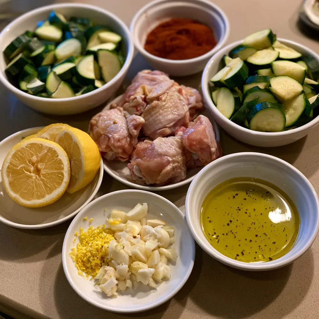 easy asado chicken with lemon zucchini sauté