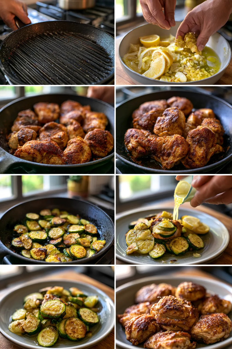 easy asado chicken with lemon zucchini sauté