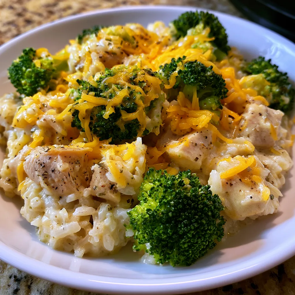 easy crockpot cheesy chicken broccoli rice