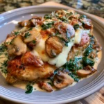 keto chicken parmesan spinach mushroom dinner