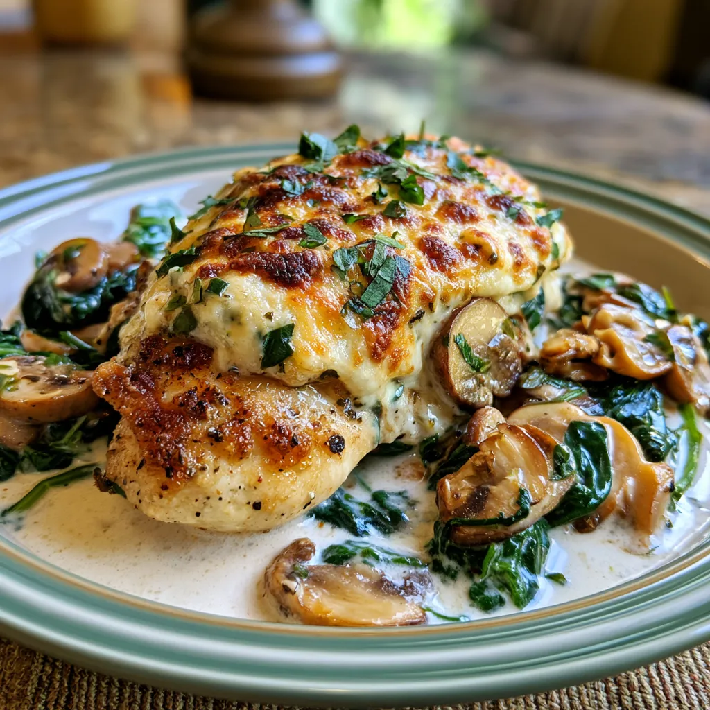 keto chicken parmesan spinach mushroom dinnerv