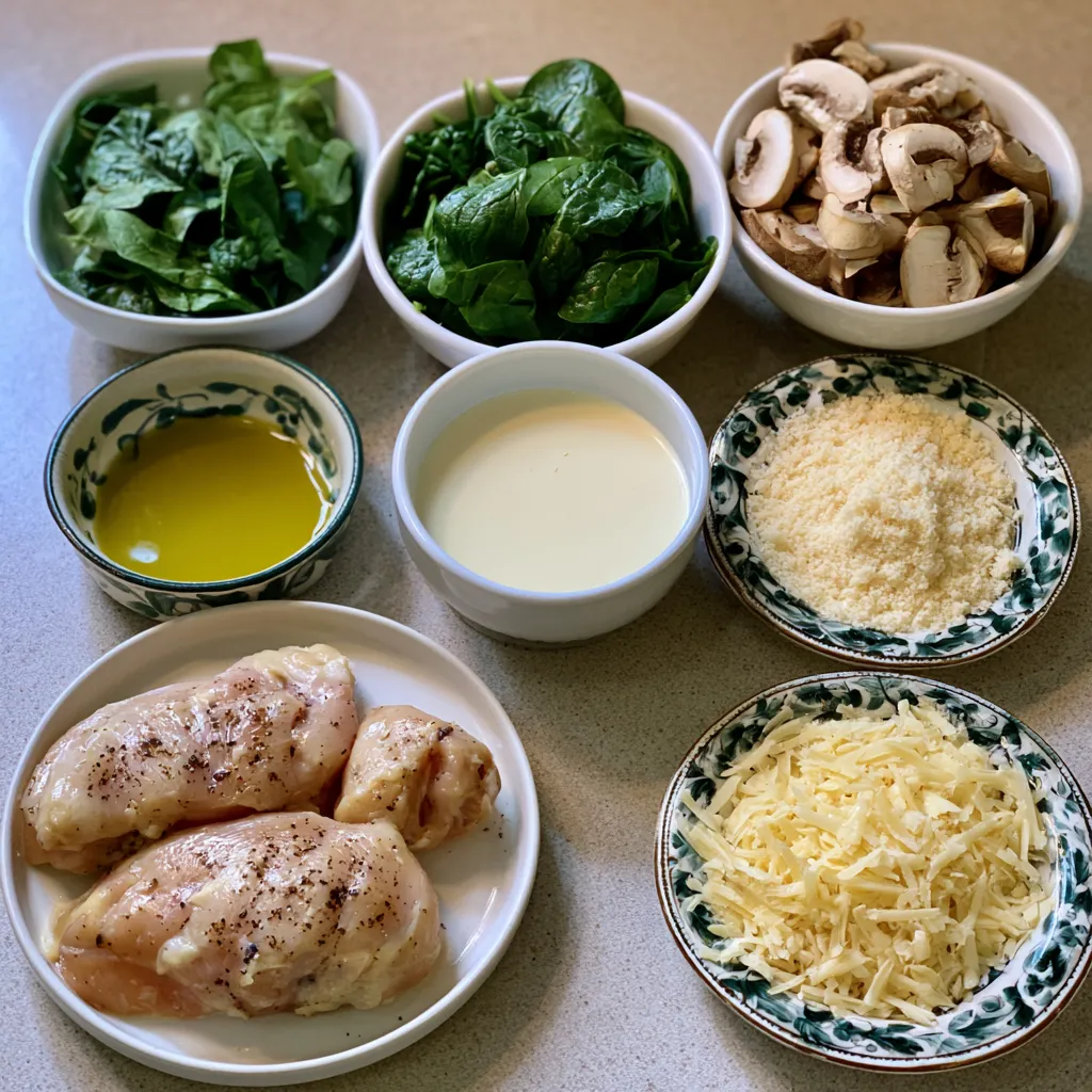 keto chicken parmesan spinach mushroom dinner