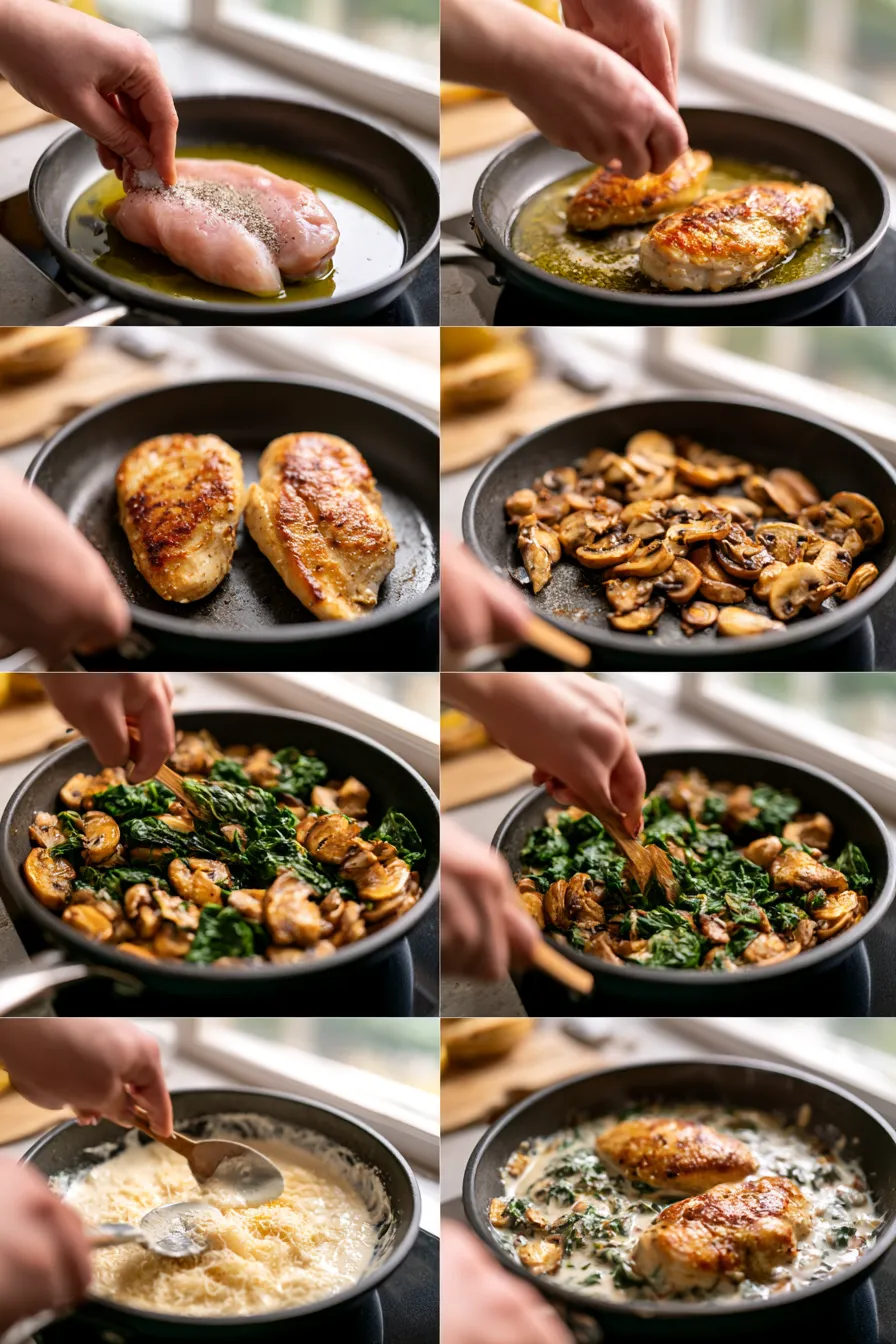 keto chicken parmesan spinach mushroom dinner