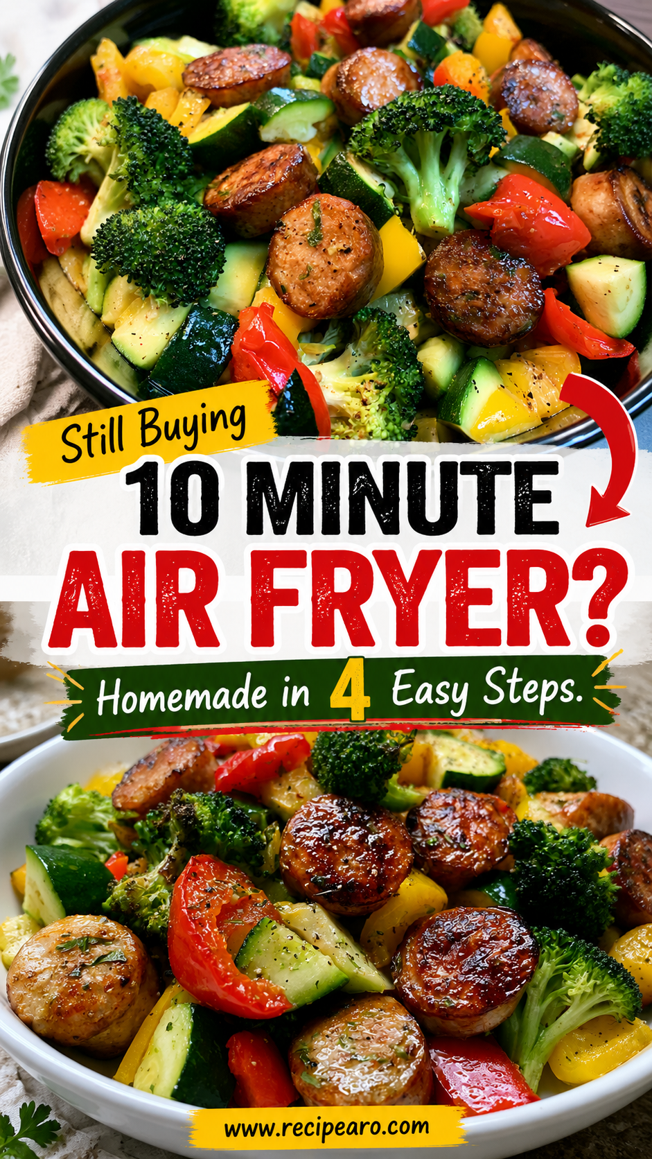 10 minute air fryer chicken sausage and veggies