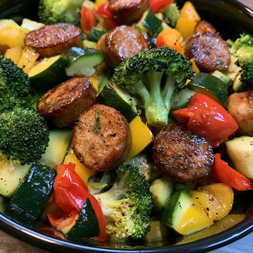 10 minute air fryer chicken sausage and veggies