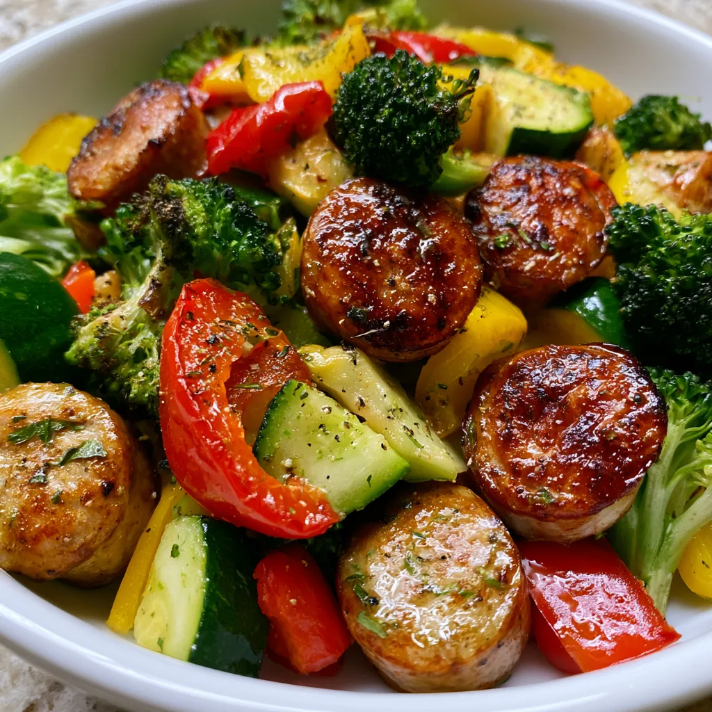 10 minute air fryer chicken sausage and veggies