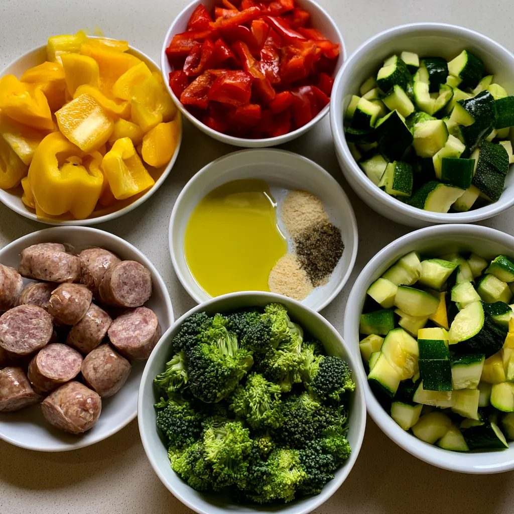 10 minute air fryer chicken sausage and veggies