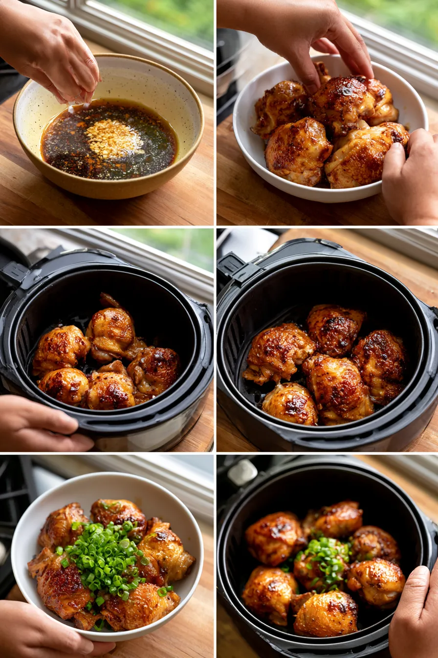 air fryer korean soy garlic chicken thighs