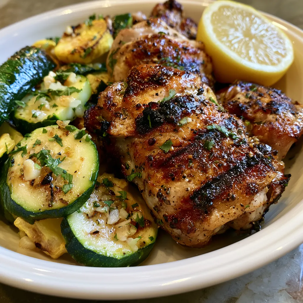 asado chicken with lemon zucchini sauté