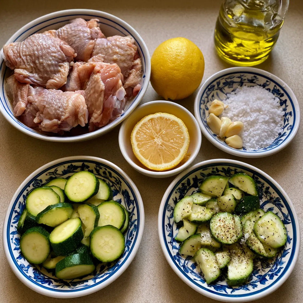 asado chicken with lemon zucchini sauté