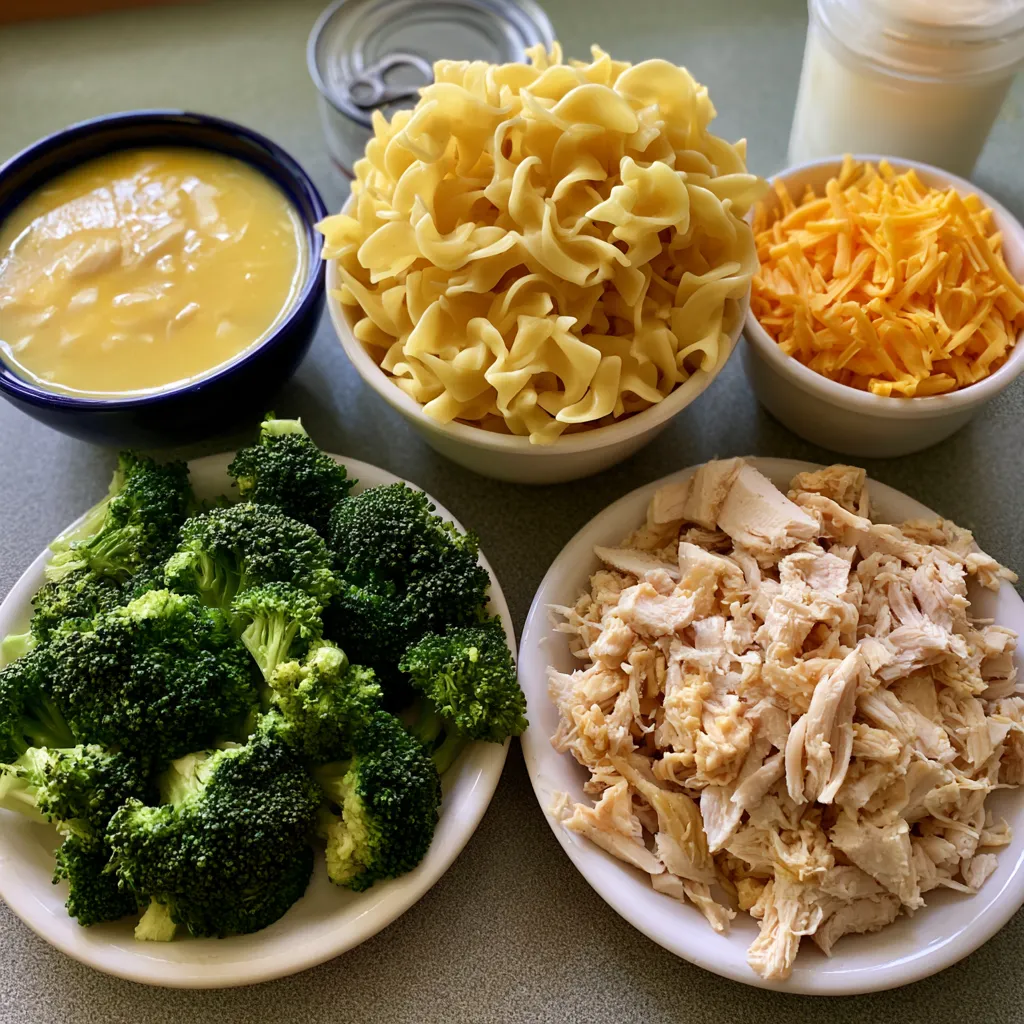 broccoli cheddar chicken and noodle casserole
