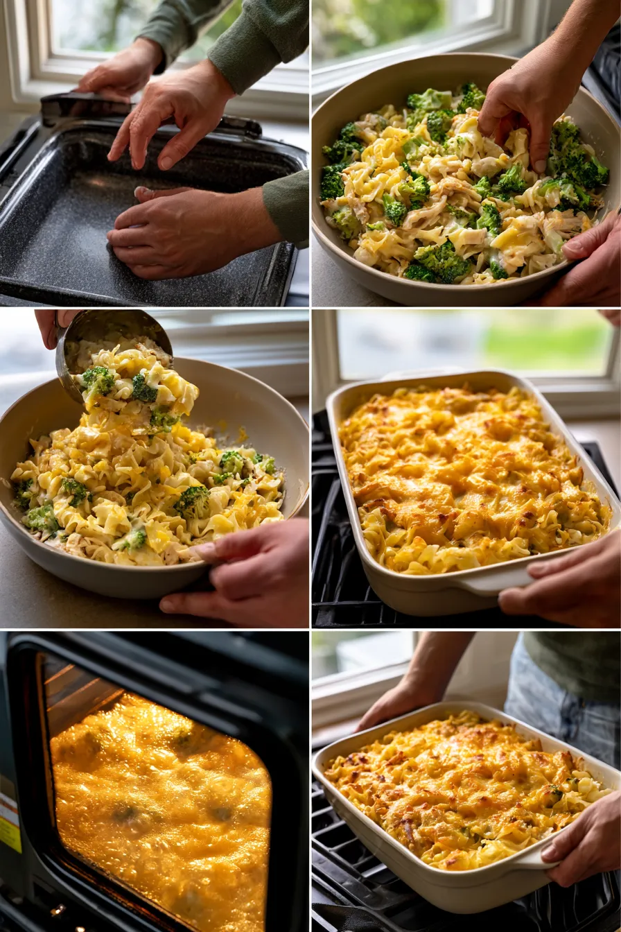 broccoli cheddar chicken and noodle casserole