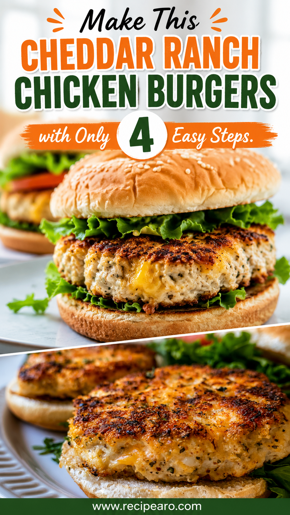 cheddar ranch chicken burgers