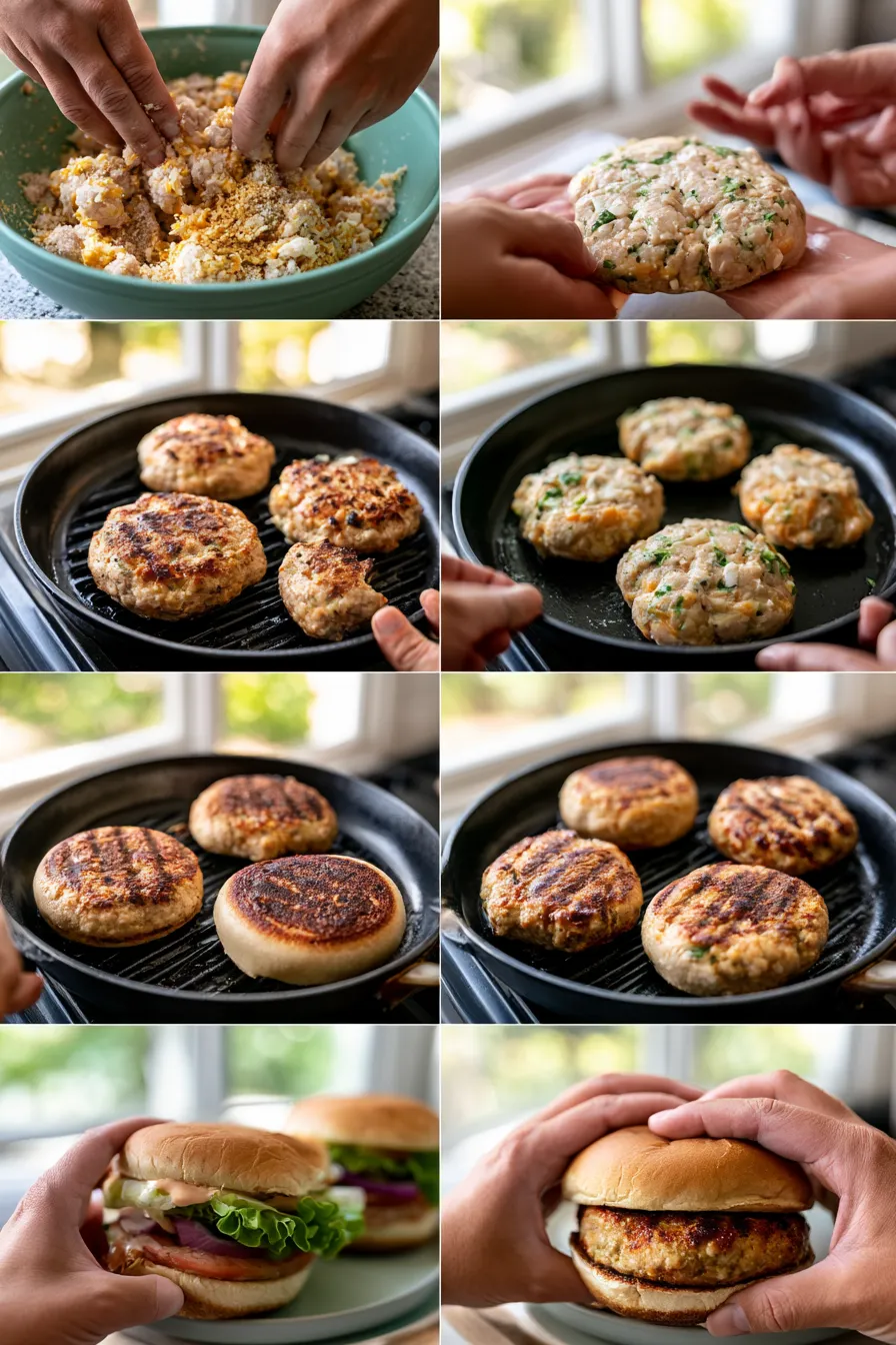 cheddar ranch chicken burgers