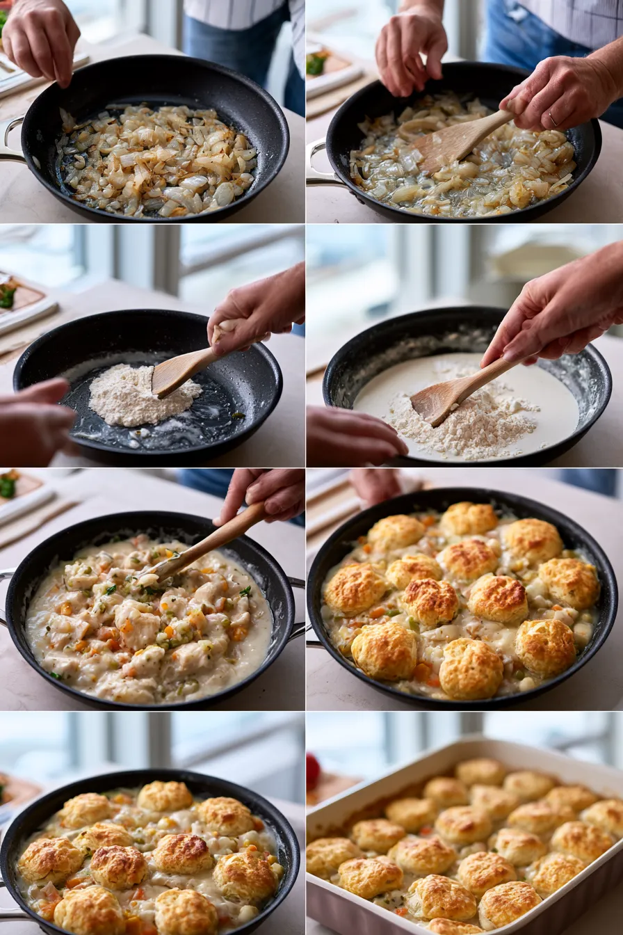 chicken pot pie with biscuits