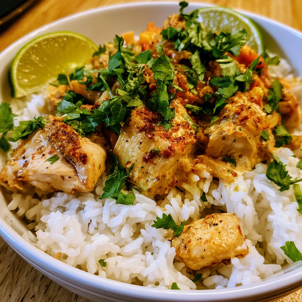 coconut chicken rice bowl