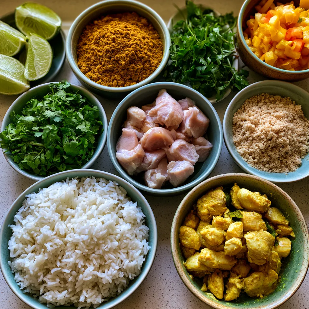 coconut chicken rice bowl