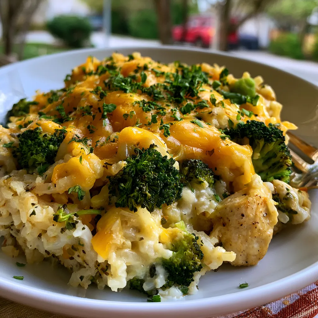 comforting cheesy broccoli rice chicken dinner (quick, and cheap one pan meal!)