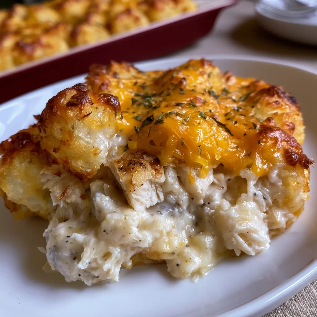 cracked out chicken tater tot casserole