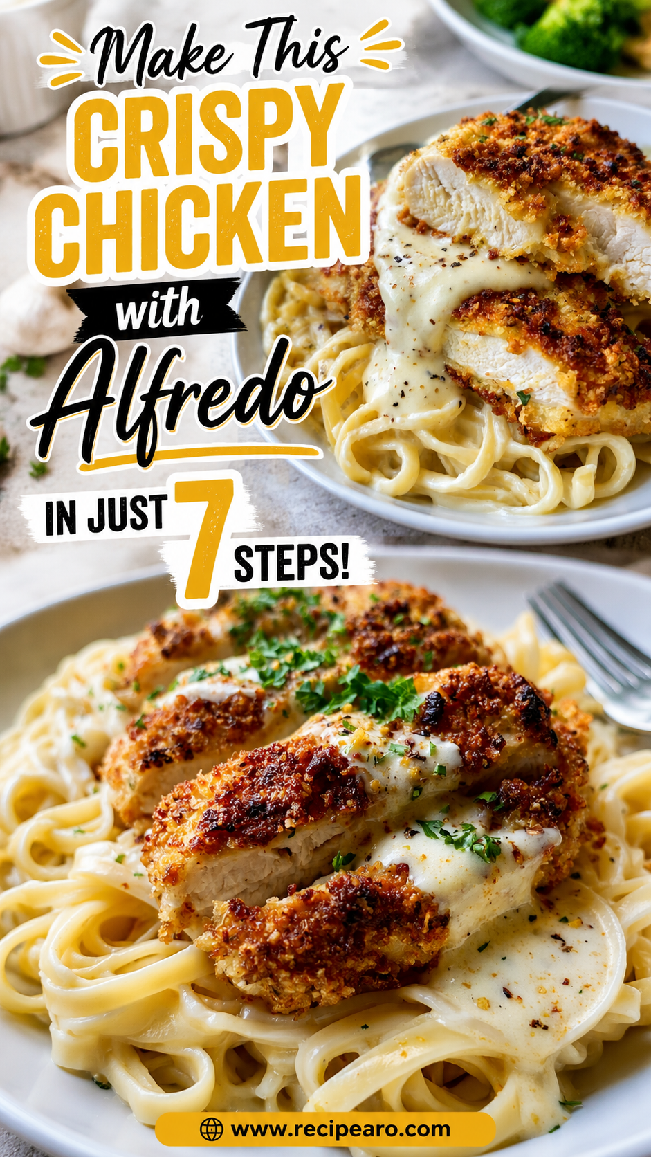 creamy alfredo with truly crispy chicken