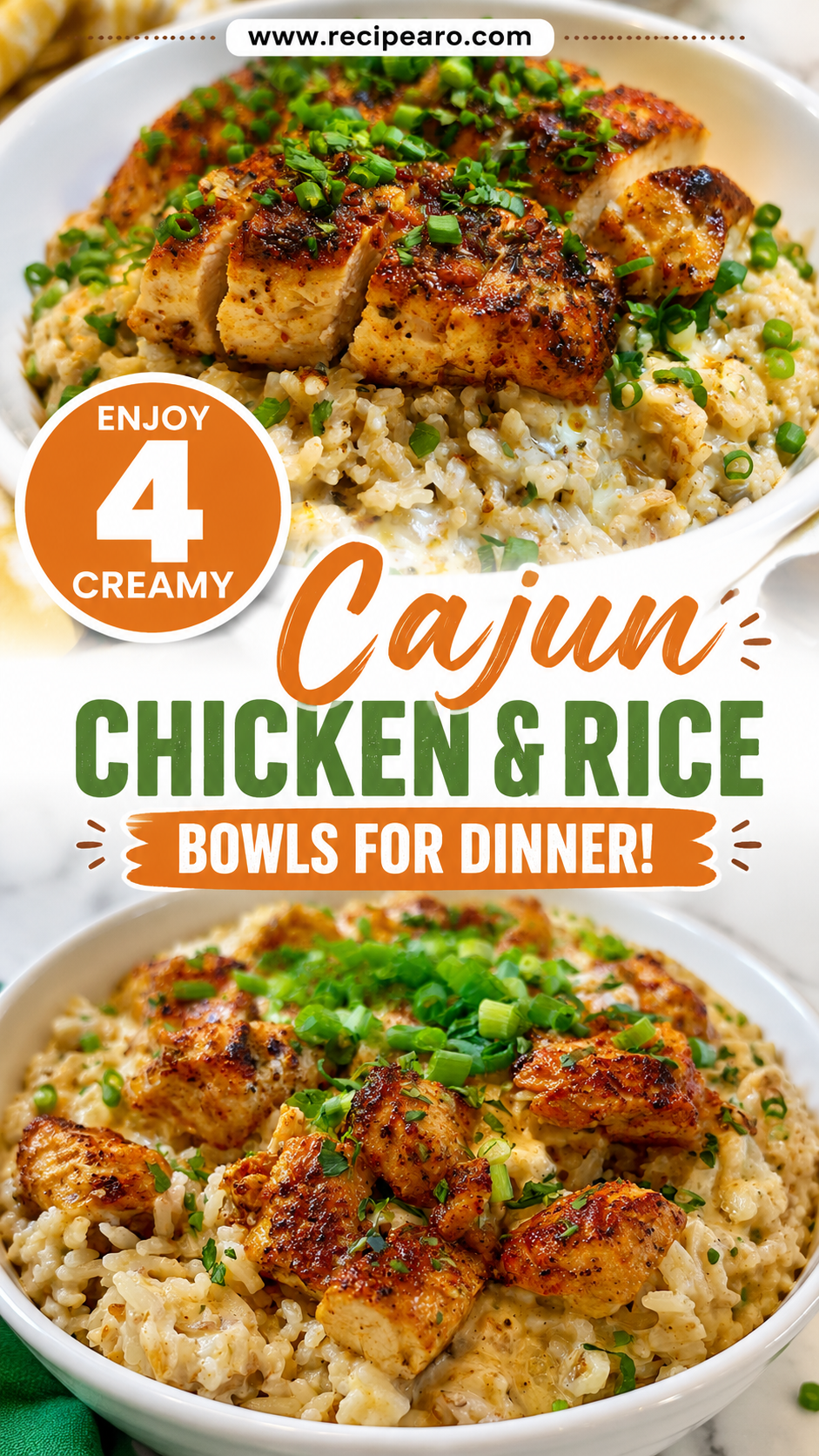 creamy cajun chicken and rice bowls
