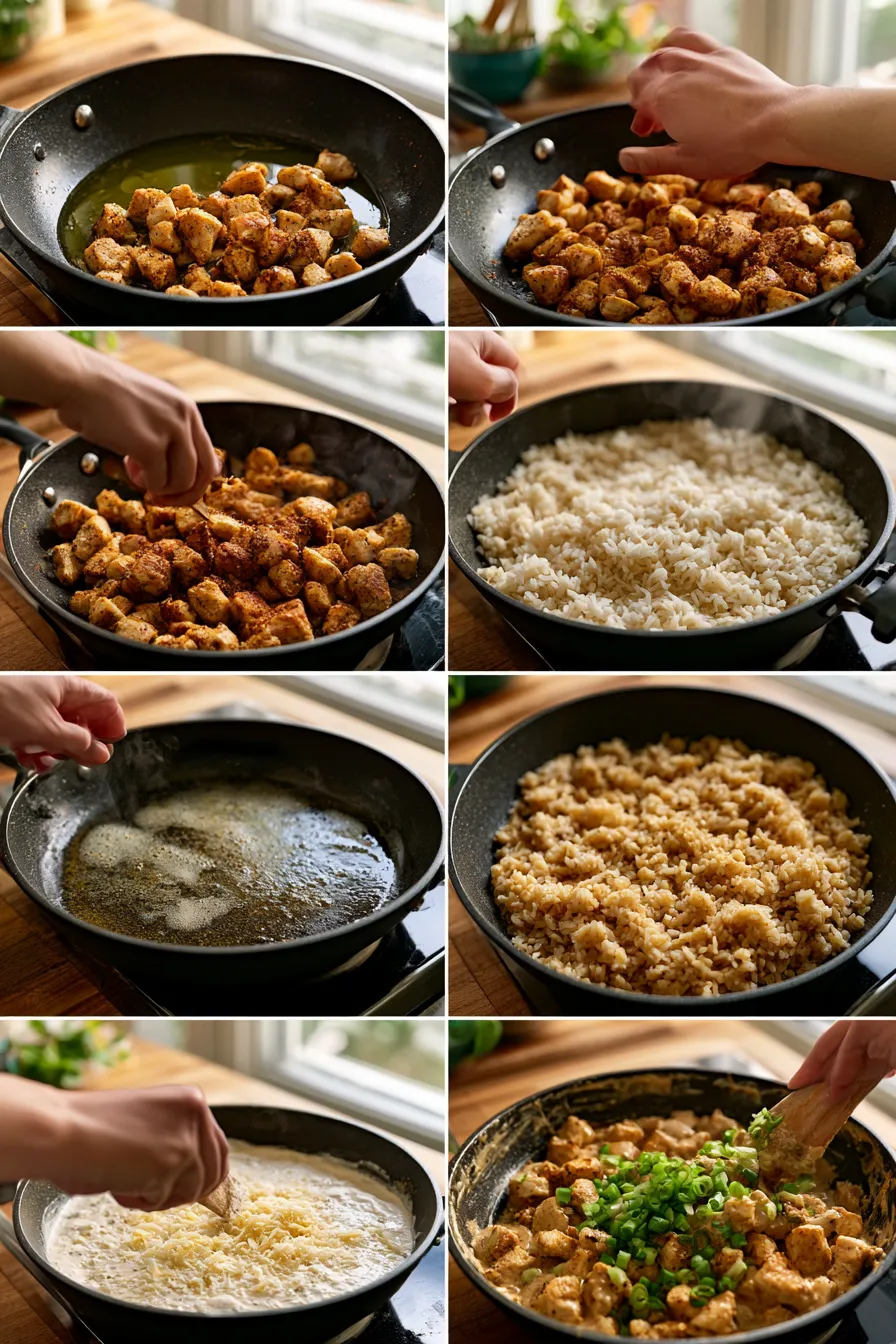 creamy cajun chicken and rice bowls