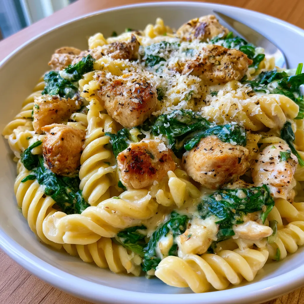 creamy chicken and spinach pasta