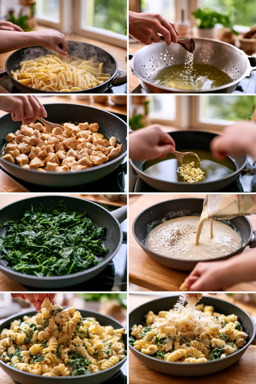creamy chicken and spinach pasta