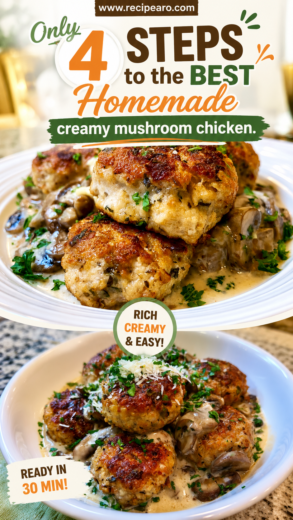creamy mushroom chicken meatballs