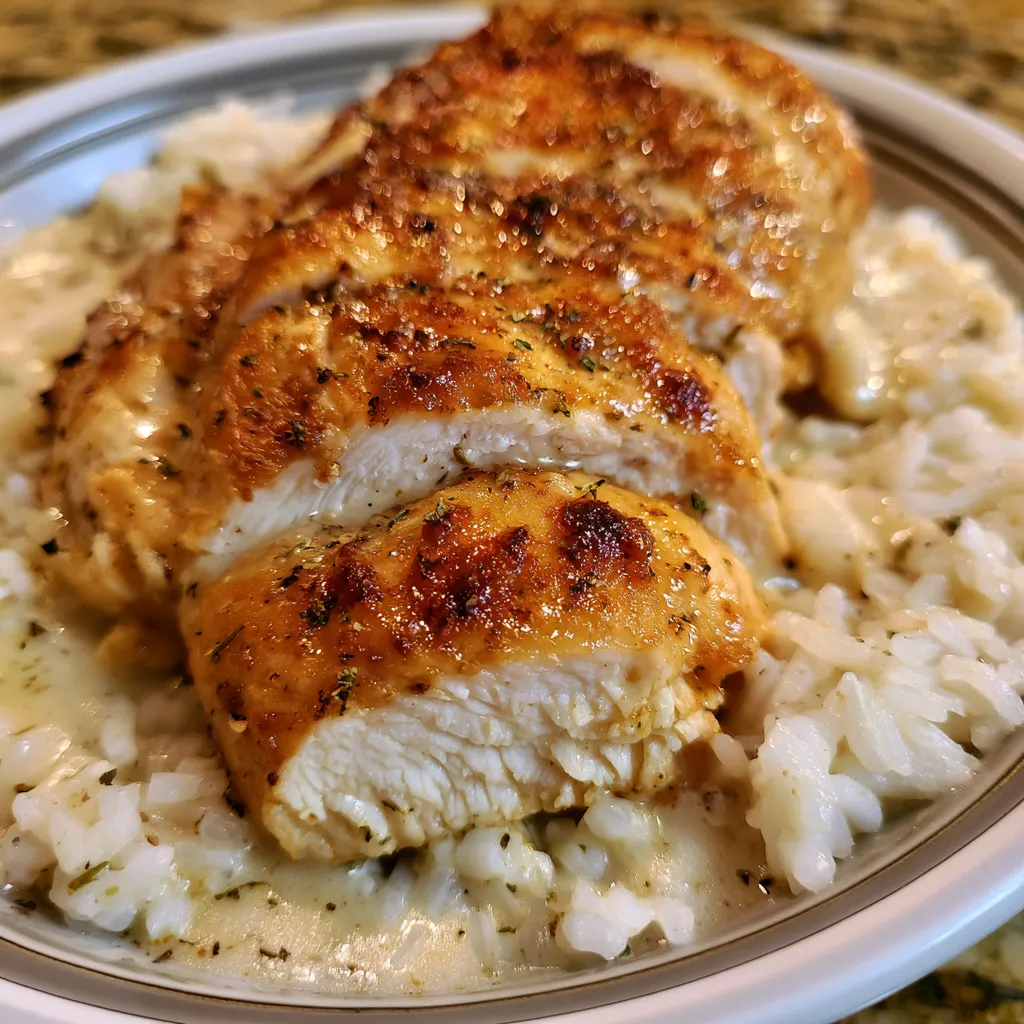 creamy smothered chicken with rice