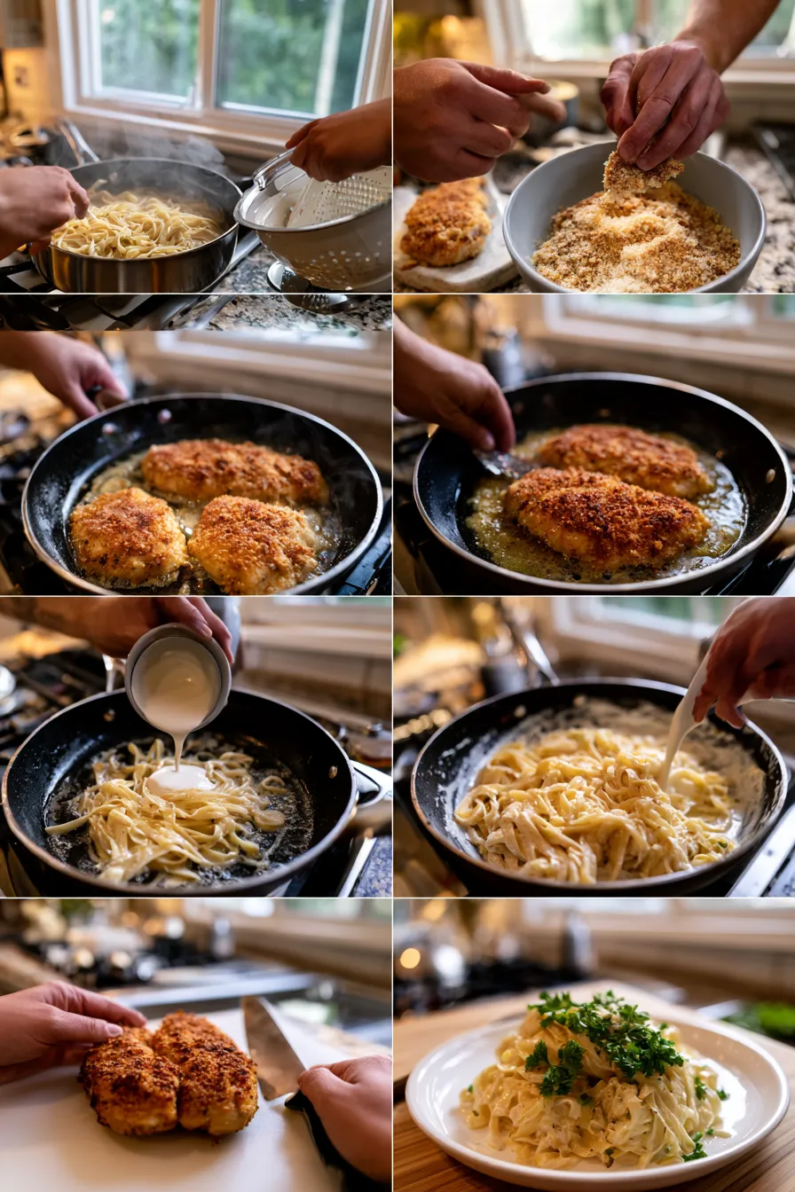 crispy chicken fettuccine alfredo