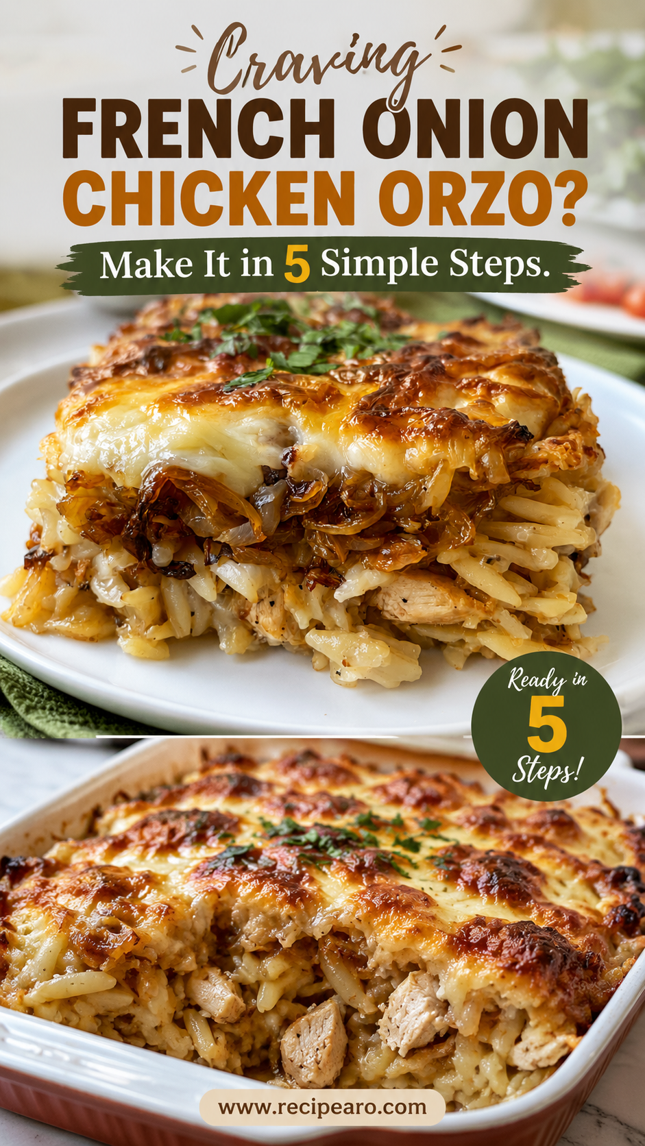 french onion chicken orzo casserole