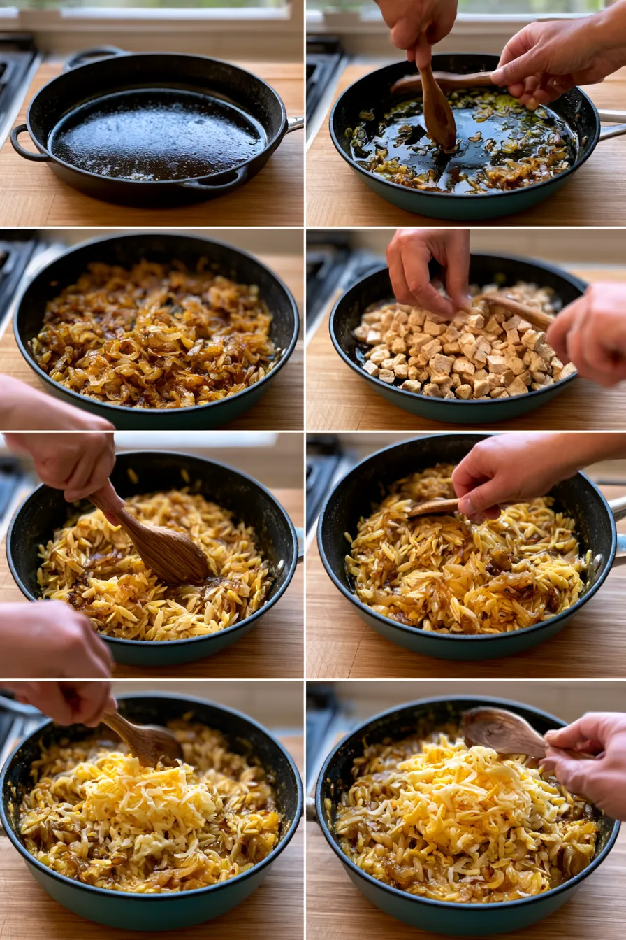 french onion chicken orzo casserole