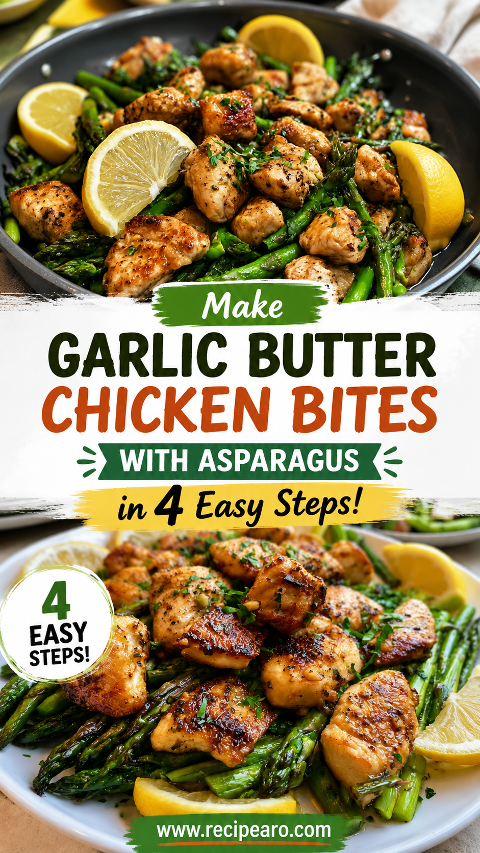 garlic butter chicken bites asparagus