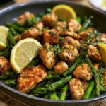 garlic butter chicken bites asparagus